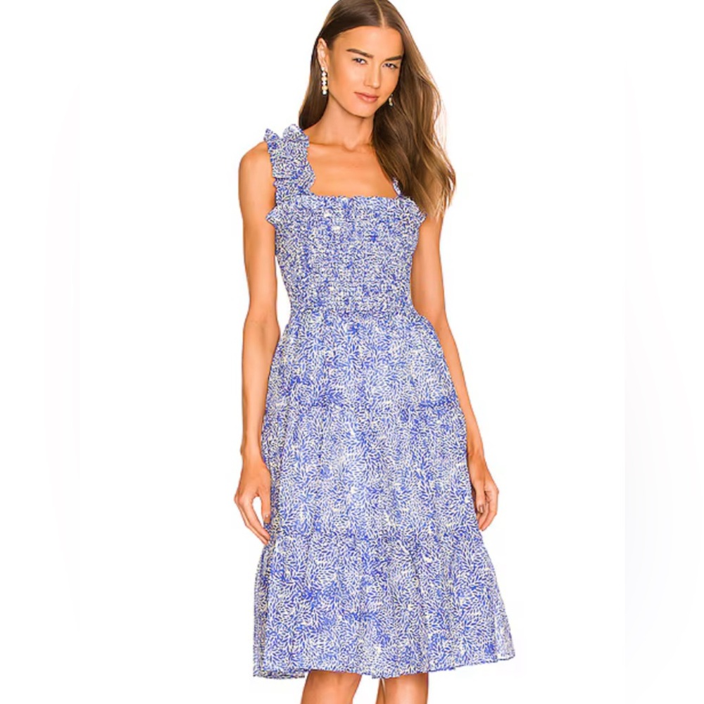 Amanda Uprichard Blue Floral Midi Dress